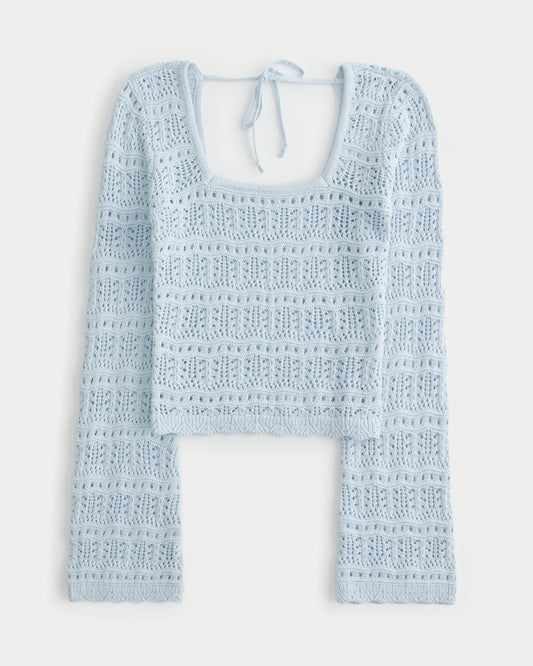 Open-Stitch Long-Sleeve Sweater