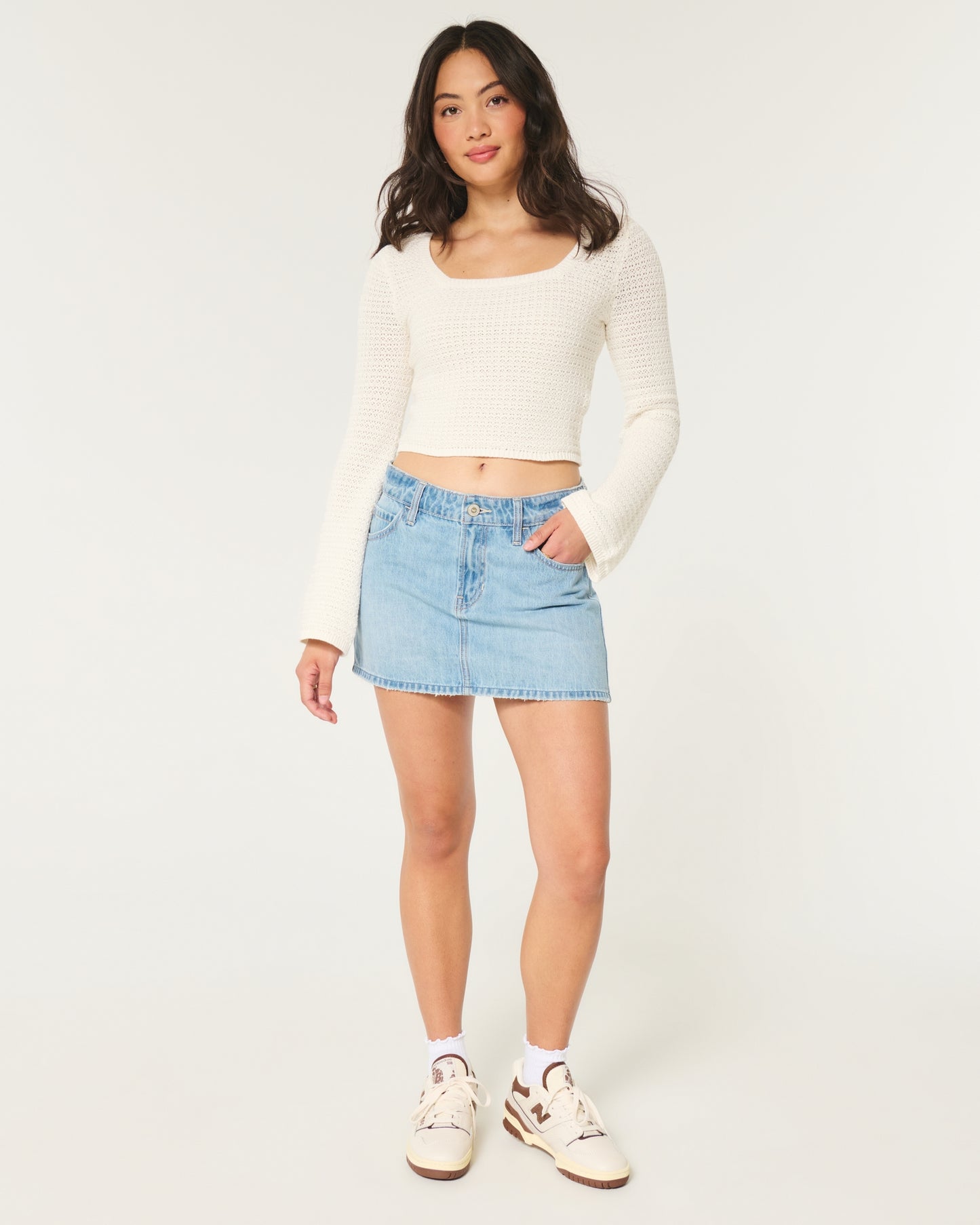 Crochet-Style Square-Neck Top