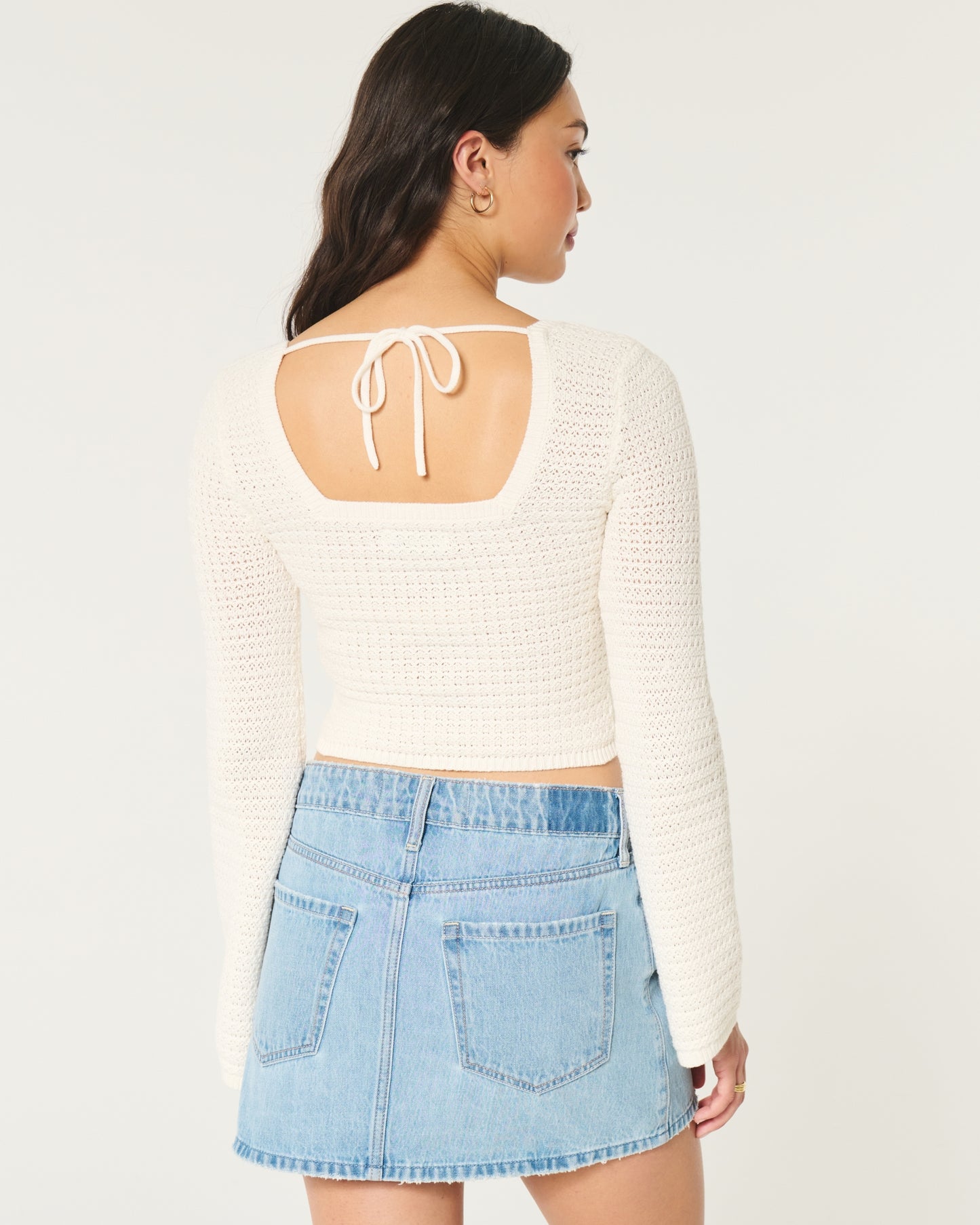 Crochet-Style Square-Neck Top