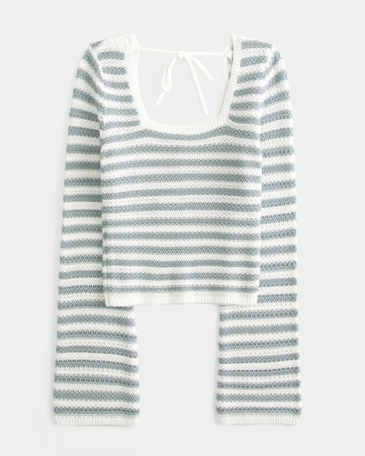 Crochet-Style Square-Neck Top