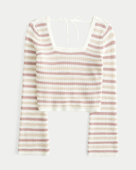 Crochet-Style Square-Neck Top