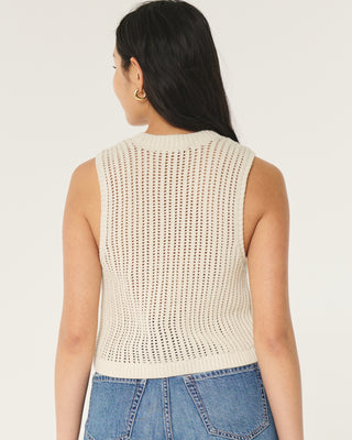 High-Neck Crochet Vest