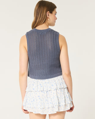 High-Neck Crochet Vest