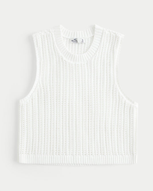 High-Neck Crochet Vest