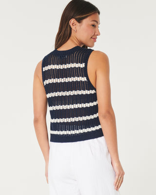 High-Neck Crochet Vest