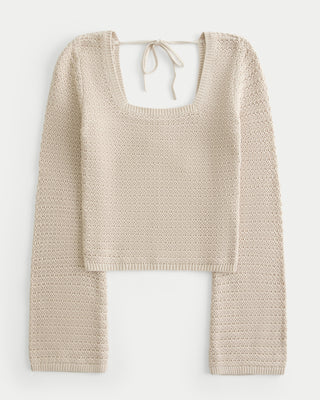 Crochet-Style Square-Neck Top