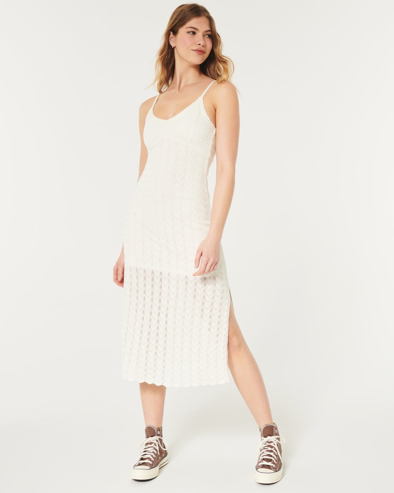 Crochet-Style Midi Dress