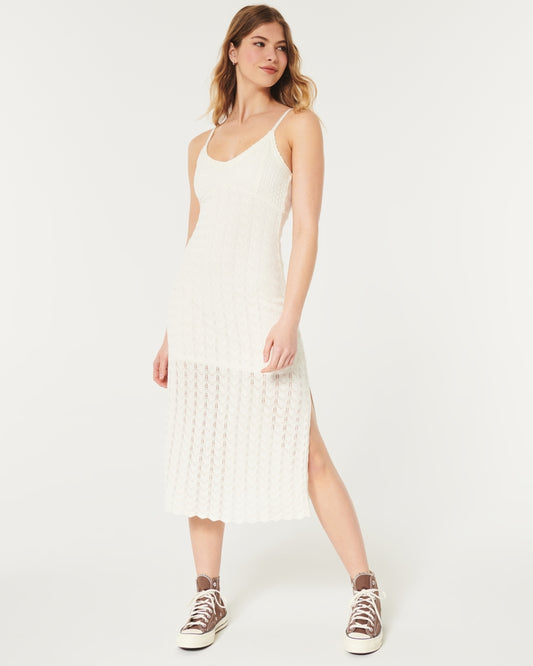 Crochet-Style Midi Dress